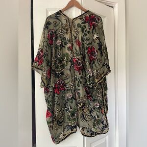 Urban Outfitters Mayfair Burnout Velvet Robe, Multicolor Floral, One Size